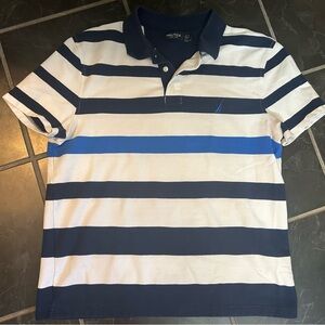 Nautica Men’s Striped Polo - Navy, White & Bright Blue